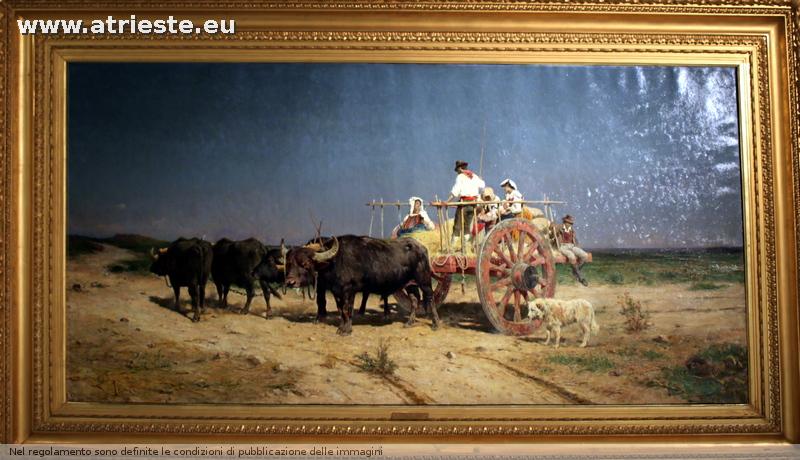 Tiratelli Aurelio, romano.  carro con bufali nella Maremma acquisto del 1873 alla Mostra Internazionale di Trieste