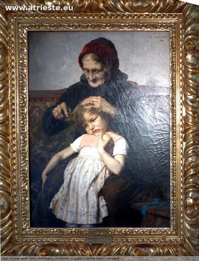 pittura di genere: Jacobides 1853 Nonna e nipote, dono Amalia Musmer