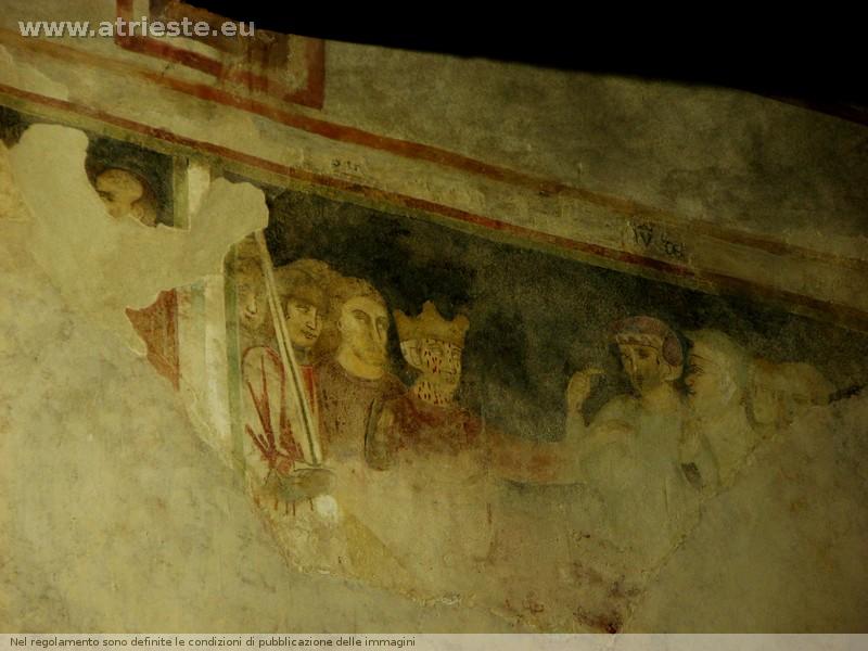 resti di affresco con la lebbra dell'imperatore Costantino, miracolosamente guarito da san Silvestro, dice l'agiografia, affreschi trecenteschi